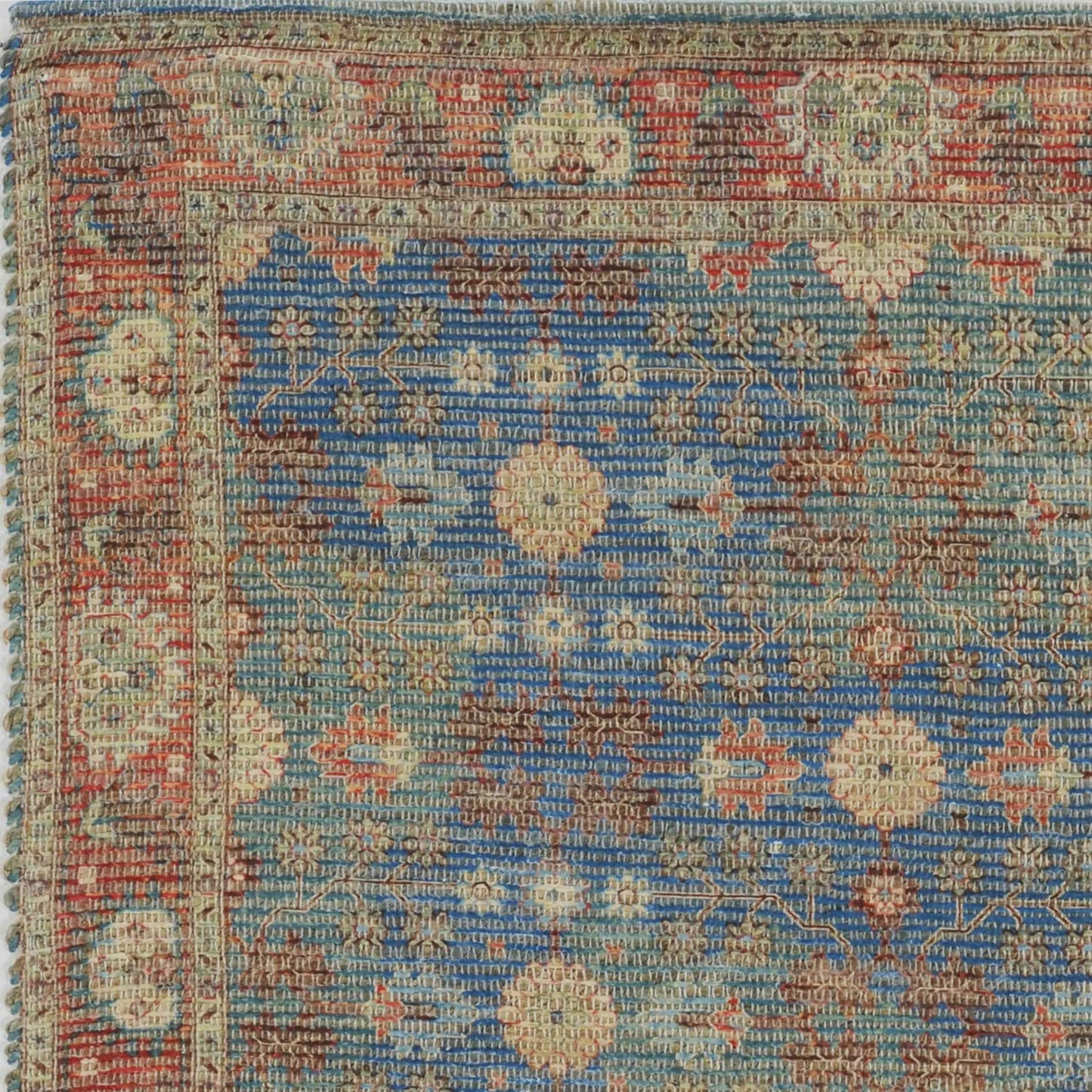 8' X 11' Blue Floral Handmade Area Rug - Homeroots - Flyclothing LLC