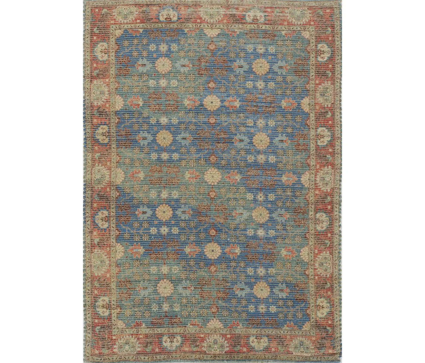 8' X 11' Blue Floral Handmade Area Rug - Homeroots - Flyclothing LLC