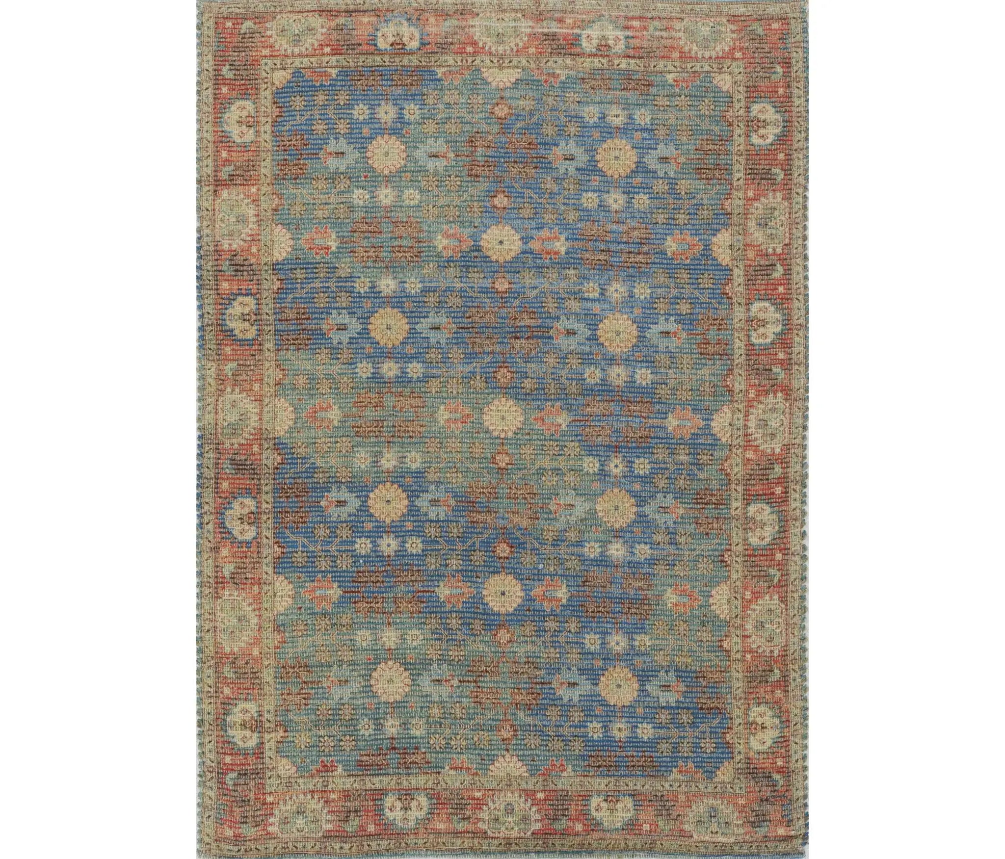 8' X 11' Blue Floral Handmade Area Rug - Homeroots - Flyclothing LLC