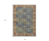 8' X 11' Blue Floral Handmade Area Rug - Homeroots - Flyclothing LLC