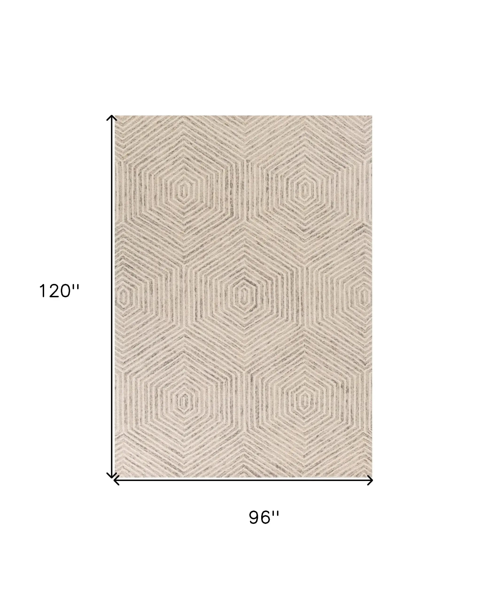 8' X 10' Ivory and Gray Wool Geometric Hand Tufted Area Rug - Homeroots - Flyclothing LLC