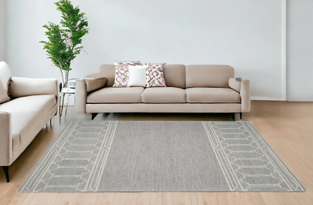 8' X 10'  Wool Grey Area Rug - Homeroots