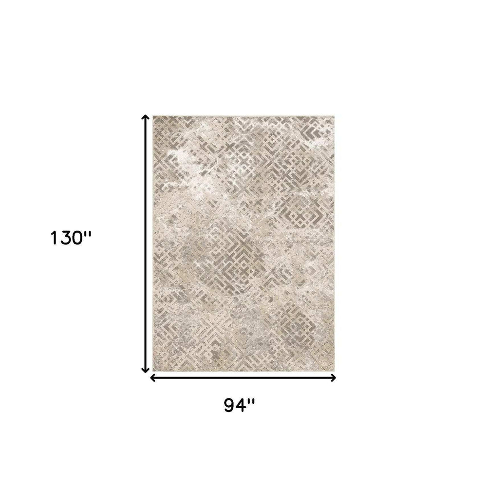7' X 10' Polyester Sand Silver Area Rug - Homeroots - Flyclothing LLC