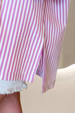 Striped Round Neck Three-Quarter Sleeve T-Shirt - Trendsi - Flyclothing LLC
