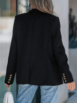Perfee Lapel Collar Long Sleeve Blazer - Trendsi - Flyclothing LLC