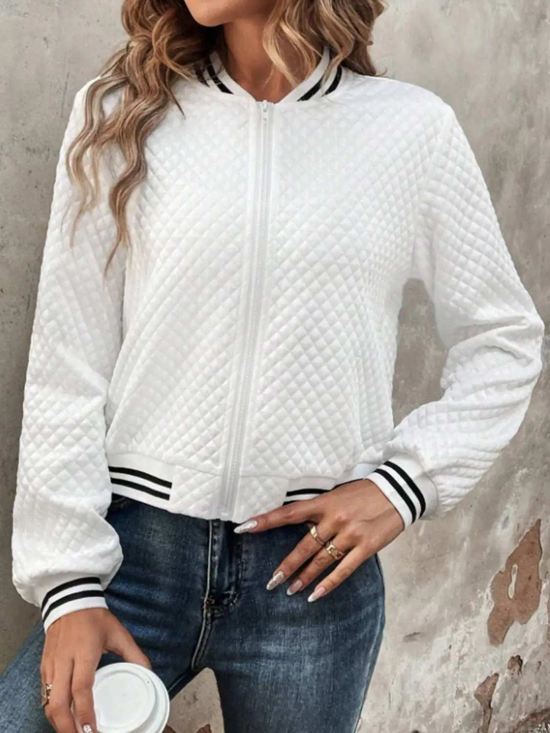Zip Up Long Sleeve Jacket - Trendsi - Flyclothing LLC