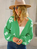 Angel Wings Flower Open Front Long Sleeve Cardigan - Trendsi - Flyclothing LLC