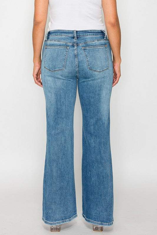 bytos Full Size Cat's Whiskers Mid Rise Bootcut Jeans - Trendsi - Flyclothing LLC
