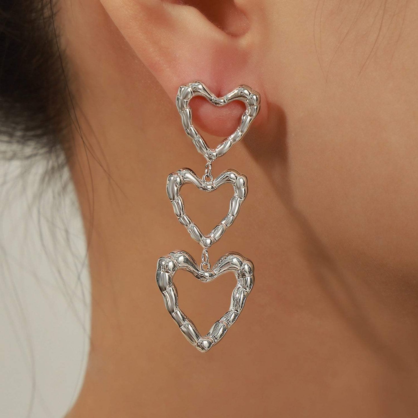 Titanium Steel Heart Earrings - Trendsi - Flyclothing LLC