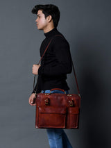 Tuscany Italian Leather Briefcase, Tan - Classy Leather Bags - Flyclothing LLC