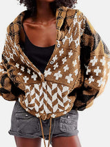 Collared Neck Long Sleeve Cardigan - Trendsi - Flyclothing LLC