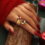 18K Gold-Plated Christmas Charm Ring - Trendsi - Flyclothing LLC