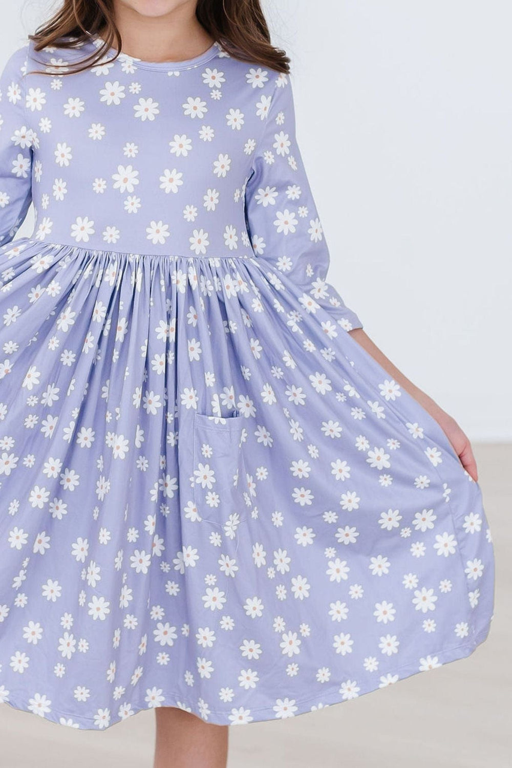 Dainty Daisies 3/4 Sleeve Pocket Twirl Dress - Mila & Rose ®