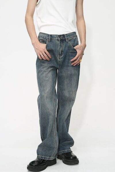 Mid Rise Jeans with Pockets - Trendsi - Flyclothing LLC