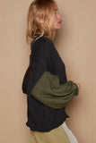 POL Color Block Roll Hem Hacci Sweater - Trendsi