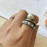 Alloy Three-Layered Open Ring - Trendsi