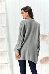 Cable-Knit Open Front Long Sleeve Cardigan - Trendsi