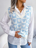 Heart V-Neck Sweater Vest - Trendsi - Flyclothing LLC
