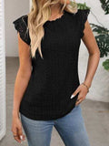Lace Detail Round Neck Cap Sleeve Top - Trendsi - Flyclothing LLC