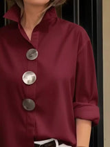 Full Size Oversized Metal Button Long Sleeve Shirt Plus Size - Trendsi - Flyclothing LLC