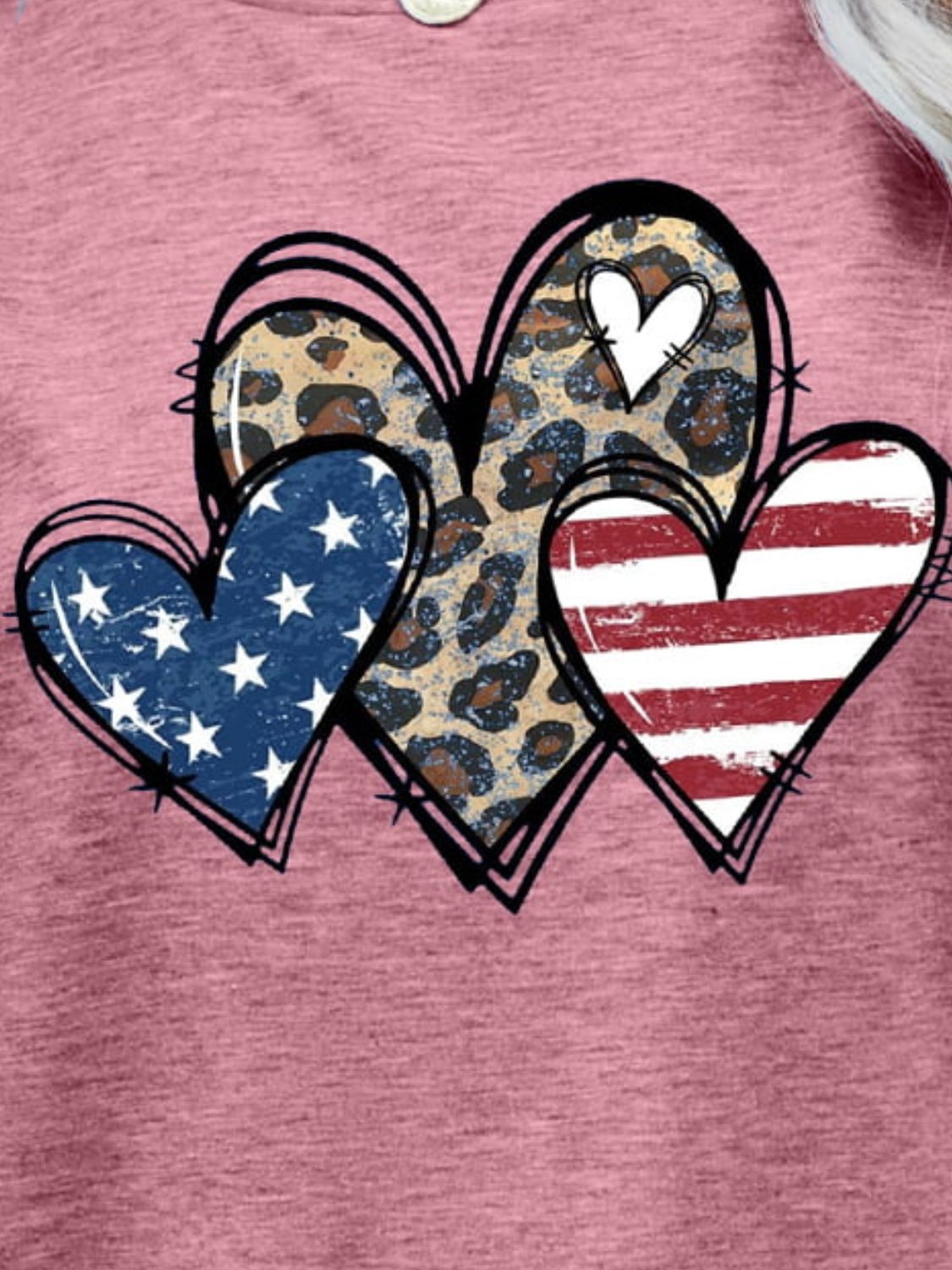 US Flag Leopard Heart Graphic Tee - Trendsi - Flyclothing LLC