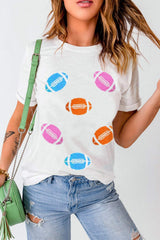 Football Round Neck Short Sleeve T-Shirt - Trendsi - Flyclothing LLC