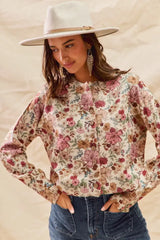 SO ME Floral Print Button Front Sweater Cardigan - Trendsi - Flyclothing LLC