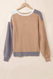 Color Block Round Neck Drop Shoulder Sweater - Trendsi - Flyclothing LLC