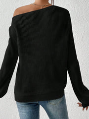Honey Single Shoulder Long Sleeve Sweater - Trendsi
