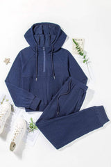 Drawstring Half Zip Hoodie and Joggers Active Set - Trendsi - Flyclothing LLC