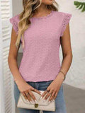 Lace Detail Round Neck Cap Sleeve Top - Trendsi - Flyclothing LLC