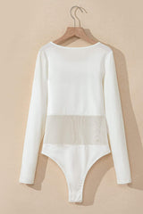 Round Neck Long Sleeve Bodysuit - Trendsi - Flyclothing LLC