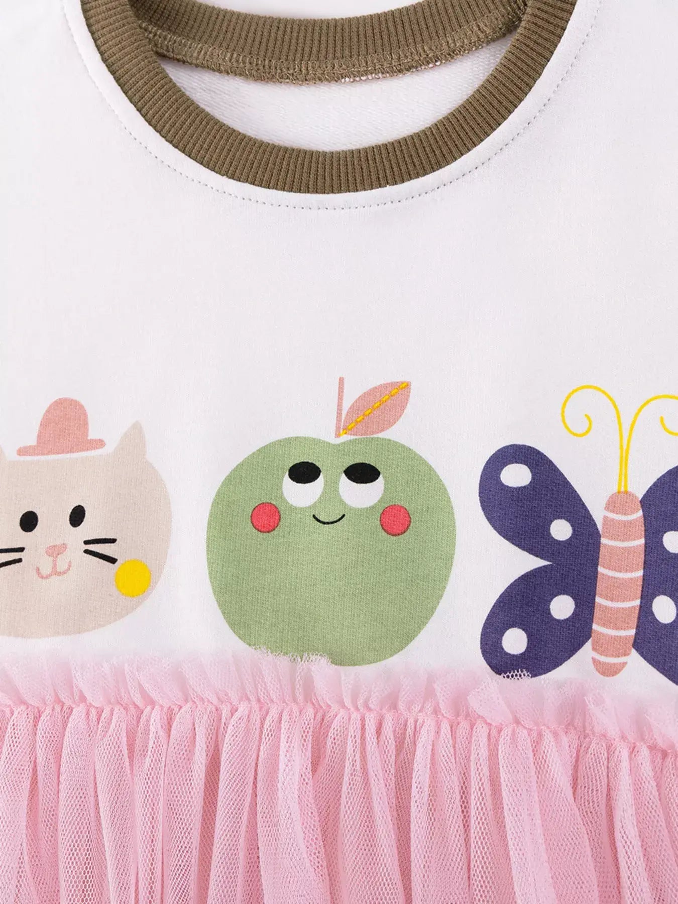 Children's Cartoon Short Sleeve Tulle Dress - Trendsi - Flyclothing LLC
