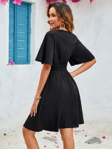 Surplice Flutter Sleeve Mini Dress - Trendsi - Flyclothing LLC