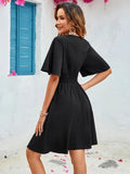 Surplice Flutter Sleeve Mini Dress - Trendsi