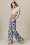BiBi Flower Printed Side Pocket Wide Pants - Trendsi - Flyclothing LLC