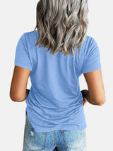 Pocketed V-Neck Short Sleeve T-Shirt - Trendsi - Flyclothing LLC