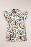 Abstract Print Ruffle Sleeve Blouse - Trendsi