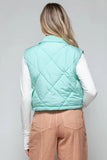 Snobbish Snap Down Quilted Crop Vest - Trendsi