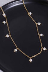 18K Gold-Plated Titanium Steel Pearl Necklace - Trendsi - Flyclothing LLC