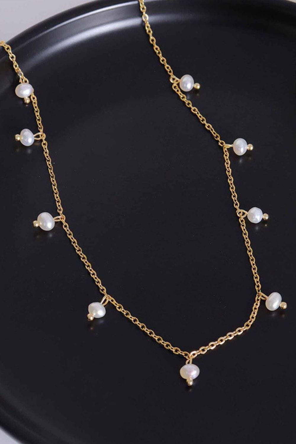 18K Gold-Plated Titanium Steel Pearl Necklace - Trendsi - Flyclothing LLC