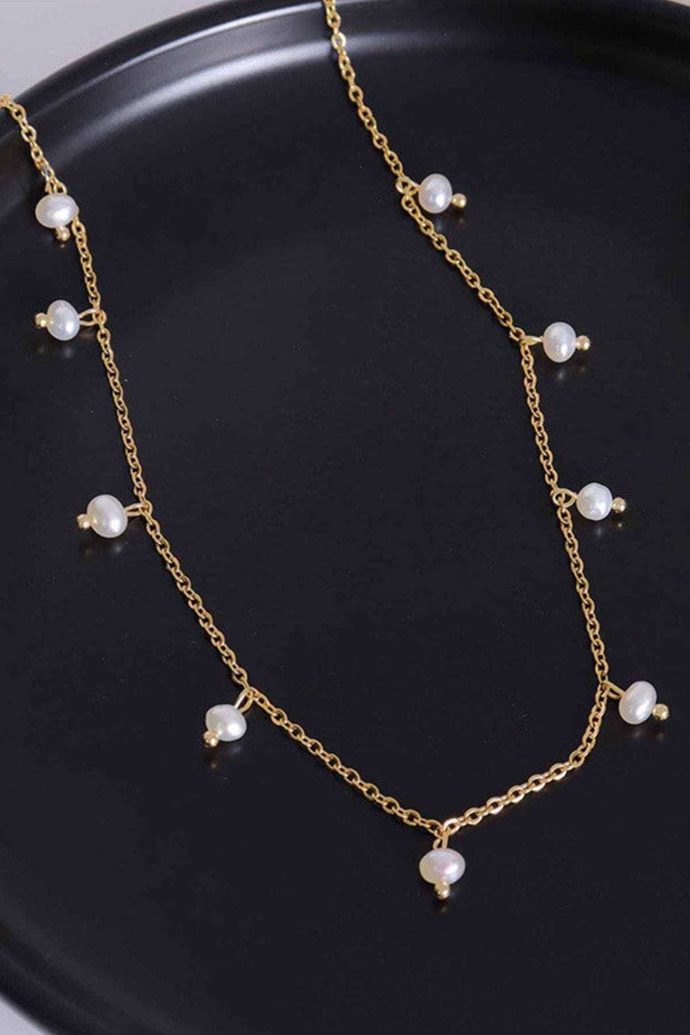 18K Gold-Plated Titanium Steel Pearl Necklace - Trendsi - Flyclothing LLC