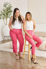 RFM Crop Dylan Full Size Tummy Control High Waist Raw Hem Jeans - Trendsi - Flyclothing LLC
