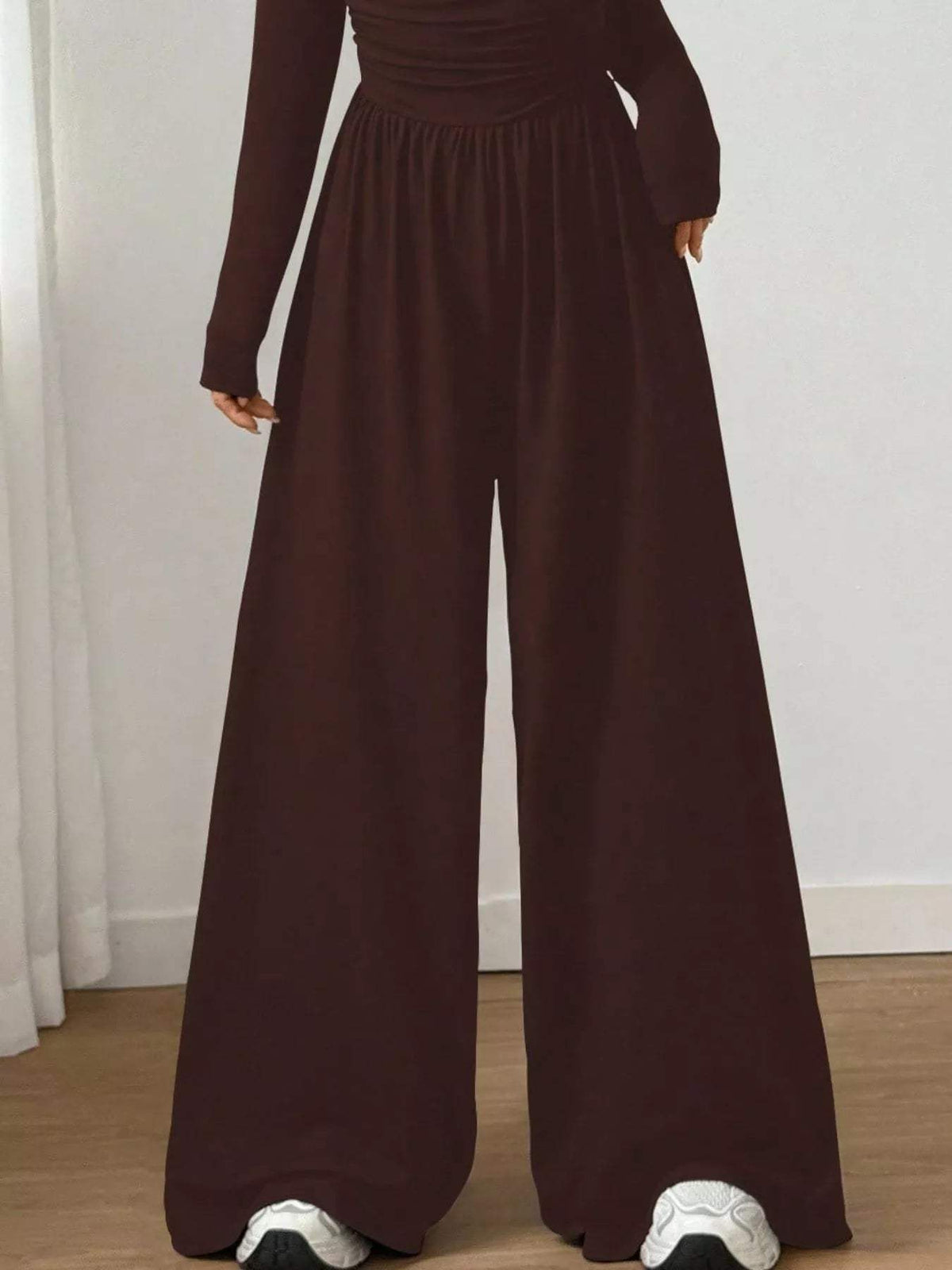 Ruched Square Neck Wide-Leg Jumpsuit - Trendsi - Flyclothing LLC
