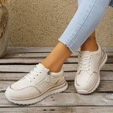 Round Toe Lace Up Sneakers - Trendsi - Flyclothing LLC