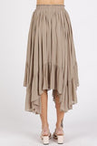 Mittoshop Handkerchief Hem Elastic Waist Pocket Midi Skirt - Trendsi