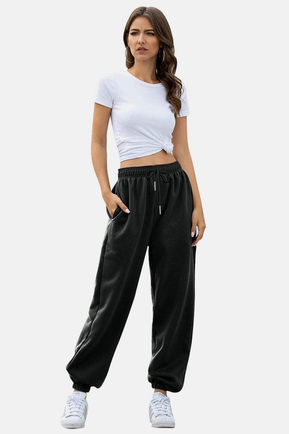 Elastic Waist Joggers with Pockets - Trendsi - Flyclothing LLC
