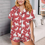 Baha Ranch Red Bronc Satin Ruffle Western Pajama Set