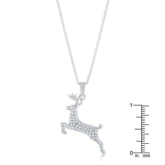 .35 ct CZ Rhodium Reindeer Pave Holiday Pendant - JGI - Flyclothing LLC