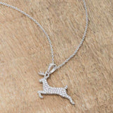 .35 ct CZ Rhodium Reindeer Pave Holiday Pendant - JGI - Flyclothing LLC